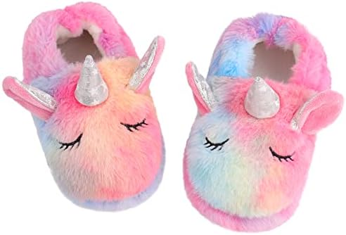 KAKU NANU Toddler Kids Slippers Cute Animal Cartoon Shoes Girls Boys Warm Fleece Winter Household Slippers