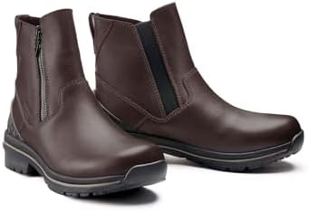 Kerrits Woodstock Waterproof Barn Boot – Durable Leather Women's Barn Work Boots Wide Footbed Front Zip 1" Heel