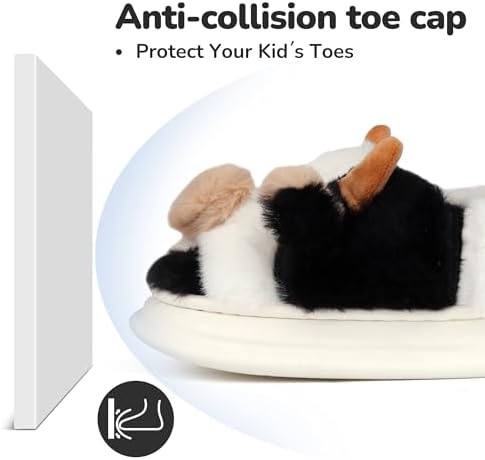 Kids Cow Slippers Toddler Boys Girls Soft Plush House Slippers Cute Animal Winter Comfy Warm Fuzzy Memory Foam Non-slip Indoor Outdoor Shoes