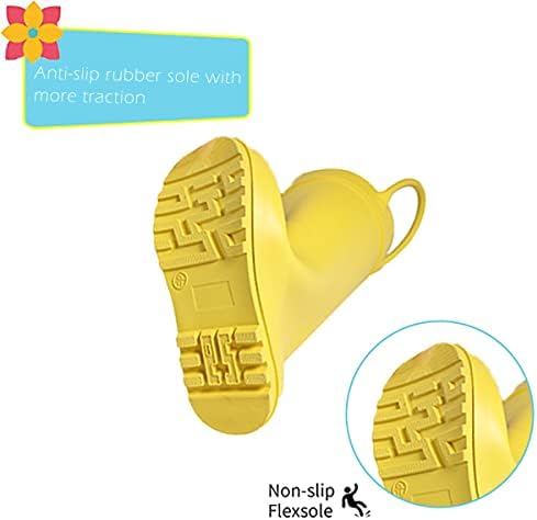 Kids Rain Boots - Toddler Waterproof Rubber Kids Rain Boots For Girls And Boys With Fun Patterns And Easy-On Handles