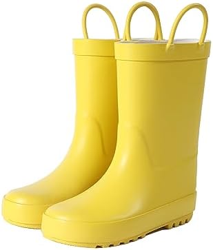 Kids Rain Boots - Toddler Waterproof Rubber Kids Rain Boots for Girls and Boys with Fun Patterns and Easy-On Handles