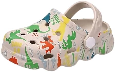 Kids Slippers Cute Dinosaur Toddler Shoes for Boys Girls Non-Slip Toddler Slides Clogs Comfy Baby Water Shoes Sandals for Bathroom Indoor & Outdoor Pool