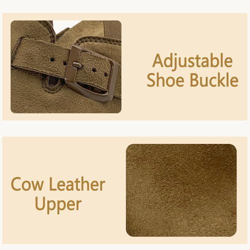 Kids Suede Clogs Boys Girls Sandals Cute Cork Footbed Adjustable Buckle Mules Toddler Slip-on Slippers Indoor Outdoor