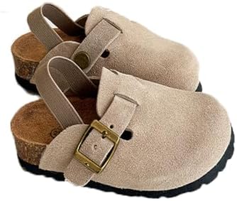 Kids Suede Clogs Toddler Clogs Boys Girls Sandals Cork Adjustable Buckle Mules