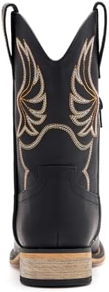 Kids Western Boots For Boys Girls Embroidered Cowgirl Cowboy Boots Square Toe Mid Calf Riding Shoes Little Kid/Big Kid