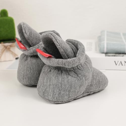 KIDSUN Infant Baby Boy Girl Cozy Fleece Bootie Newborn Stay On Slipper Winter Warm Gripper Non-Slip Crib Shoes