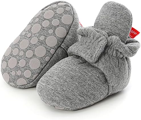 KIDSUN Infant Baby Boy Girl Cozy Fleece Bootie Newborn Stay On Slipper Winter Warm Gripper Non-Slip Crib Shoes