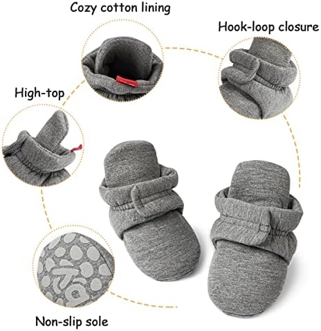 KIDSUN Infant Baby Boy Girl Cozy Fleece Bootie Newborn Stay On Slipper Winter Warm Gripper Non-Slip Crib Shoes