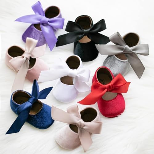 KIDSUN Infant Baby Girls Mary Jane Shoes Soft Sole Ballet Slippers Bow Princess Newborn Dress Wedding Flat Shoes