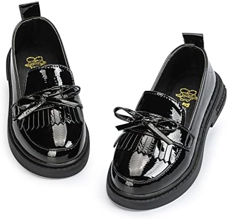 KIDSUN Toddler Boy’s Girl’s Dress Shoes Comfort Lace-Up Oxford School Uniform Shoes Loafer Flats (Toddler/Little Kid) E-Black