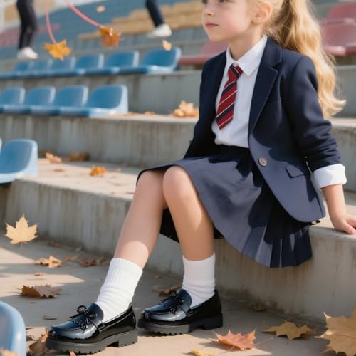 KIDSUN Toddler Boy’s Girl’s Dress Shoes Comfort Lace-Up Oxford School Uniform Shoes Loafer Flats (Toddler/Little Kid) E-Black