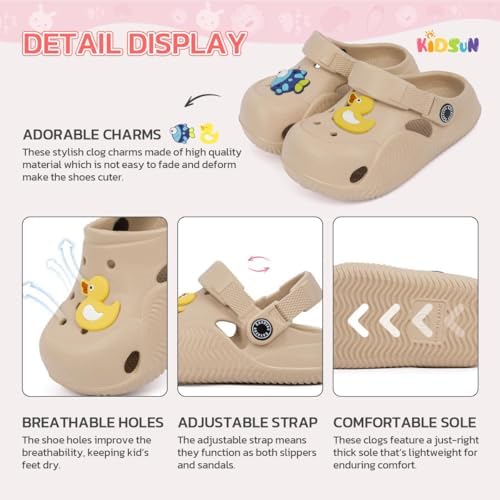 KIDSUN Toddler Kids Boys Girls Cute Garden Clogs Water Sandals Slip On Shoes Slipper Slides Lightweight Outdoor Summer Infant Children Beach Pool Play Shoes (Baby/Toddler Kids)