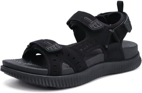 KuaiLu Mens Hiking Sandals With Arch Support Sport Recovery Athletic Walking Sandals For Man Outdoor Summer Casual Thick Cushion Beach Water Fisherman Sandal Size 7-15