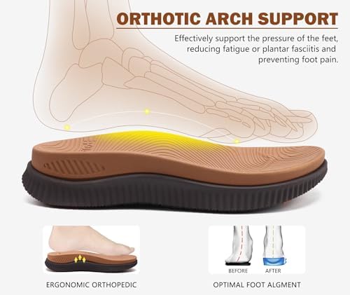 KuaiLu Mens Orthotic Flip Flops Men's Recovery Walking Sandals Adjustable Thick Athletic Cushion Sport Slides For Man Water Resistant & Lightweight Soft Comfort Fit & Arch Support