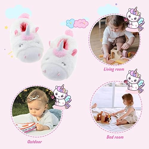 LA PLAGE Girls Unicorn Slippers For Toddler Kid Comfortable Wave-like Cozy Soft House Slippers For Toddler Girl