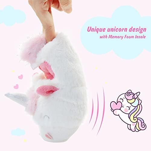 LA PLAGE Girls Unicorn Slippers For Toddler Kid Comfortable Wave-like Cozy Soft House Slippers For Toddler Girl