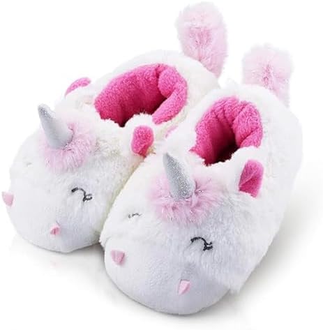 LA PLAGE Girls Unicorn Slippers for Toddler Kid Comfortable Wave-like Cozy Soft House Slippers for Toddler Girl