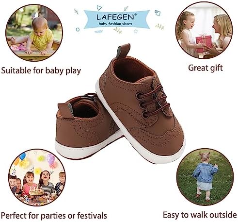 LAFEGEN Baby Boys Girls Classic PU Leather Loafers Soft Sole Oxford Dress Shoes First Walking Flat Moccasins Casual Sneaker