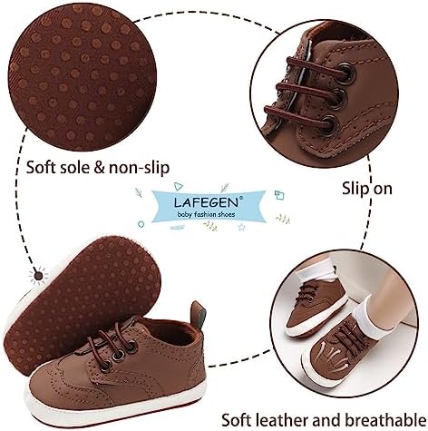 LAFEGEN Baby Boys Girls Classic PU Leather Loafers Soft Sole Oxford Dress Shoes First Walking Flat Moccasins Casual Sneaker