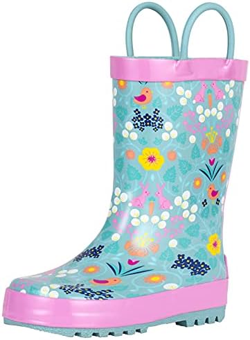 landchief Toddler Rain Boots Kids Rain Boots Waterproof Rubber Boots for Girls and Boys with Fun Patterns and Easy-On Handles
