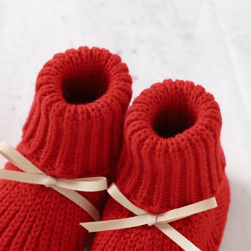 LAWKUL Baby Booties Newborn Babe First Walkers Non-Slip Stay On Boots Crib Shoes Sock Warm Knit Booties For Infant Boy Girl