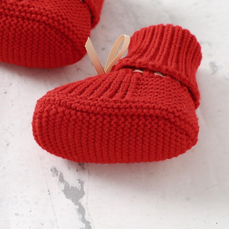 LAWKUL Baby Booties Newborn Babe First Walkers Non-Slip Stay On Boots Crib Shoes Sock Warm Knit Booties For Infant Boy Girl