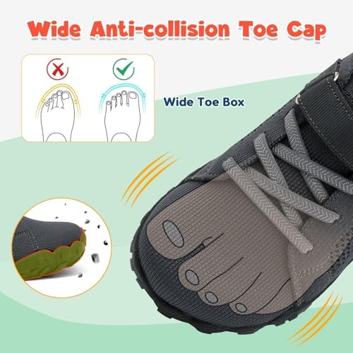 LeIsfIt Kids Girls Boys Shoes Wide Barefoot Shoes Kids Anti-Slip Sneakers Lightweight Hiking Sneakers For Toddler Little Big Kid