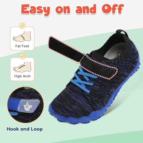 LeIsfIt Kids Girls Boys Shoes Wide Barefoot Shoes Kids Anti-Slip Sneakers Lightweight Hiking Sneakers For Toddler Little Big Kid