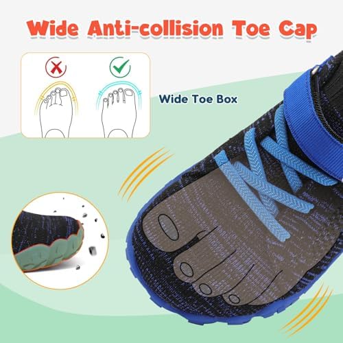 LeIsfIt Kids Girls Boys Shoes Wide Barefoot Shoes Kids Anti-Slip Sneakers Lightweight Hiking Sneakers For Toddler Little Big Kid