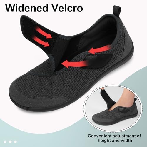 LeIsfIt Mens Walking Shoes Wide Diabetic Shoes Adjustable Barefoot Shoes Breathable Zero Drop Shoes Wide Width Arthritis Edema Shoes