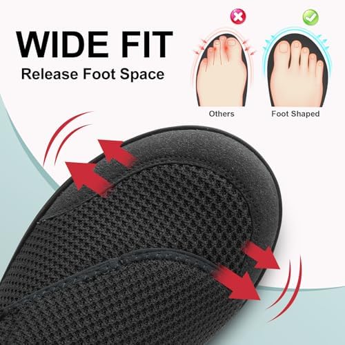 LeIsfIt Mens Walking Shoes Wide Diabetic Shoes Adjustable Barefoot Shoes Breathable Zero Drop Shoes Wide Width Arthritis Edema Shoes