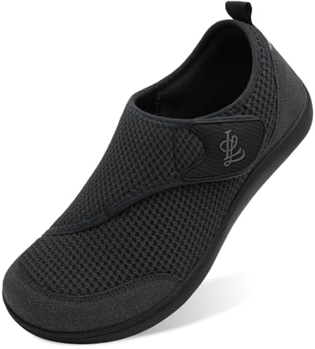 LeIsfIt Mens Walking Shoes Wide Diabetic Shoes Adjustable Barefoot Shoes Breathable Zero Drop Shoes Wide Width Arthritis Edema Shoes