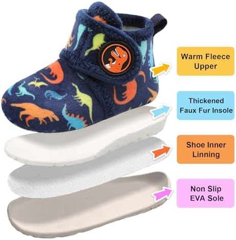 LeIsfIt Toddler Slippers Boys Girls House Slippers Kids Winter Boots Warm Lightweight House Shoes Non-slip Indoor Slipper Shoes