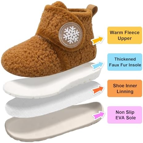 LeIsfIt Toddler Slippers Boys Girls House Slippers Kids Winter Boots Warm Lightweight House Shoes Non-slip Indoor Slipper Shoes