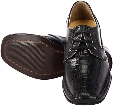 LIBERTYZENO Boys Animal Print Genuine Leather Kids Lace Up Oxford Dress Shoes For Prom Graduation