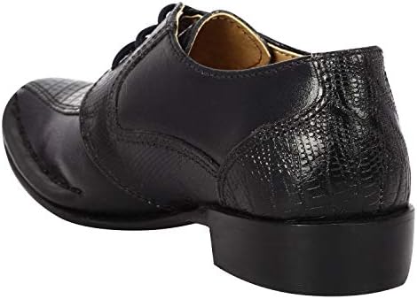 LIBERTYZENO Boys Animal Print Genuine Leather Kids Lace Up Oxford Dress Shoes For Prom Graduation