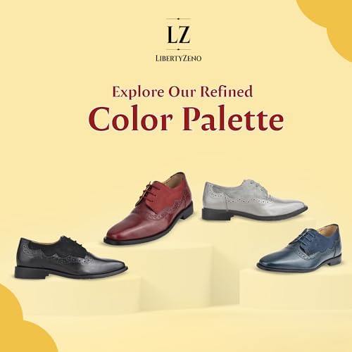 LIBERTYZENO Boys Plain & EEL Print Genuine Leather Kids & Toddlers Lace Up Oxford Dress Shoes For Prom Graduation