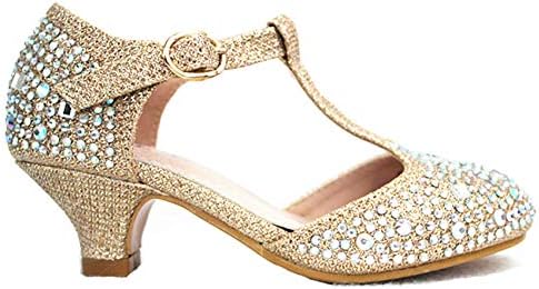 Link Jemma-12K Girls Youth Pageant Jewel Rhine Stone Mary Jane High Heel Dress Shoes