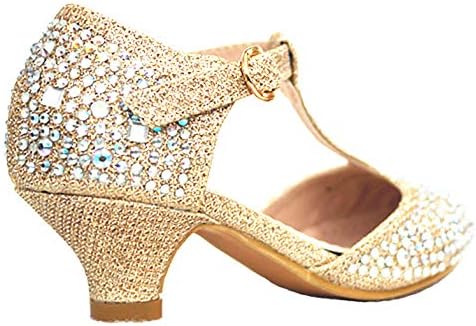 Link Jemma-12K Girls Youth Pageant Jewel Rhine Stone Mary Jane High Heel Dress Shoes
