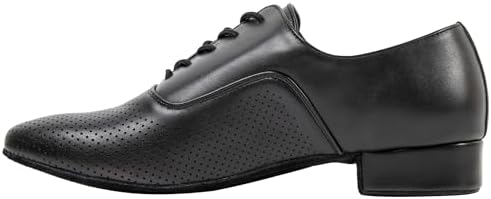 Linodes Breathable Men's Latin Dance Shoes 1 Inch Leather Sole Ballroom Salsa Tango Waltz Character Shoe