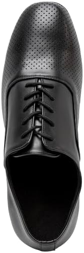 Linodes Breathable Men's Latin Dance Shoes 1 Inch Leather Sole Ballroom Salsa Tango Waltz Character Shoe