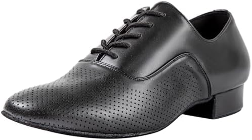 Linodes Breathable Men's Latin Dance Shoes 1 Inch Leather Sole Ballroom Salsa Tango Waltz Character Shoe