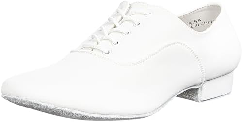 Linodes Breathable Oxford Men's Latin Dance Shoes 1 Inch Leather Sole Ballroom Salsa Tango Waltz Character Shoe