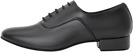Linodes Men's Latin Dance Shoes 1 Inch Leather Sole Ballroom Salsa Tango Waltz Character Shoe