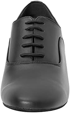 Linodes Men's Latin Dance Shoes 1 Inch Leather Sole Ballroom Salsa Tango Waltz Character Shoe