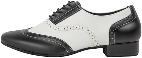 Linodes Men's Latin Dance Shoes 1 Inch Leather Sole Ballroom Salsa Tango Waltz Character Shoe-Colorful