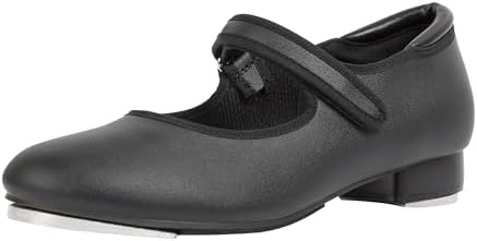 Linodes PU Leather Easy Strap Tap Shoe Dance Shoes for Women and Men's Mary Jane Dance Flat