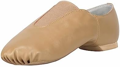 Linodes Unisex PU Leather Upper Slip-on Jazz Shoe with Up Elastic for Women and Men's Dance Shoes-UPD