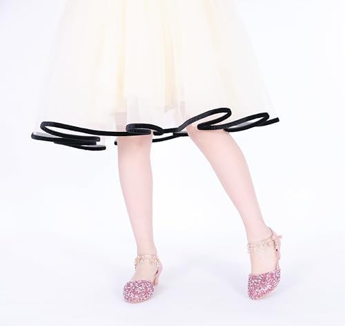 Little Kids Girls Dress Pumps Glitter Sequins Princess Low Heels Mary Jane Party Dance Shoes Rhinestone Sandals