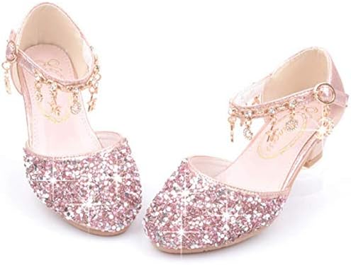 Little Kids Girls Dress Pumps Glitter Sequins Princess Low Heels Mary Jane Party Dance Shoes Rhinestone Sandals